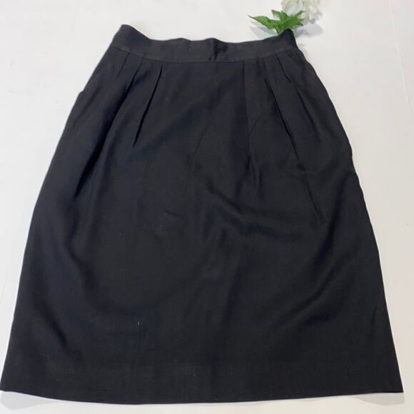 Vintage Black Pleated Pencil‎ Skirt with Pockets 8 - Picture 1 of 9